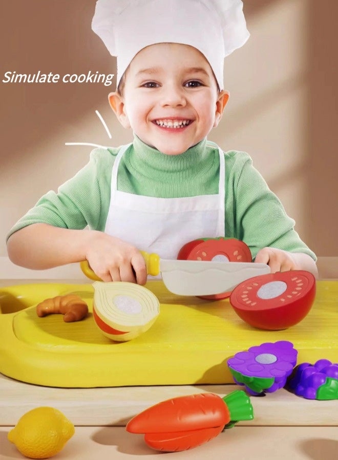 Toyzey Children's simulated food cutting fruit and vegetable toy set 51 pieces, role play toy set for boys and girls, with storage basket and various accessories, is a great gift for toddlers aged 1-3 - Image 4