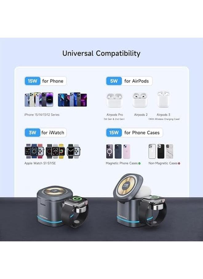 erorex - In 1 Wireless Charging Station Magnetic Charger Stand Fit For Iphone 15 14 13 12 Fit For Devices 15W Fast Charging Wireless Charger Cube Travel Charger Fit For Iwatch And Airpods' 2 3 Pro - Image 1