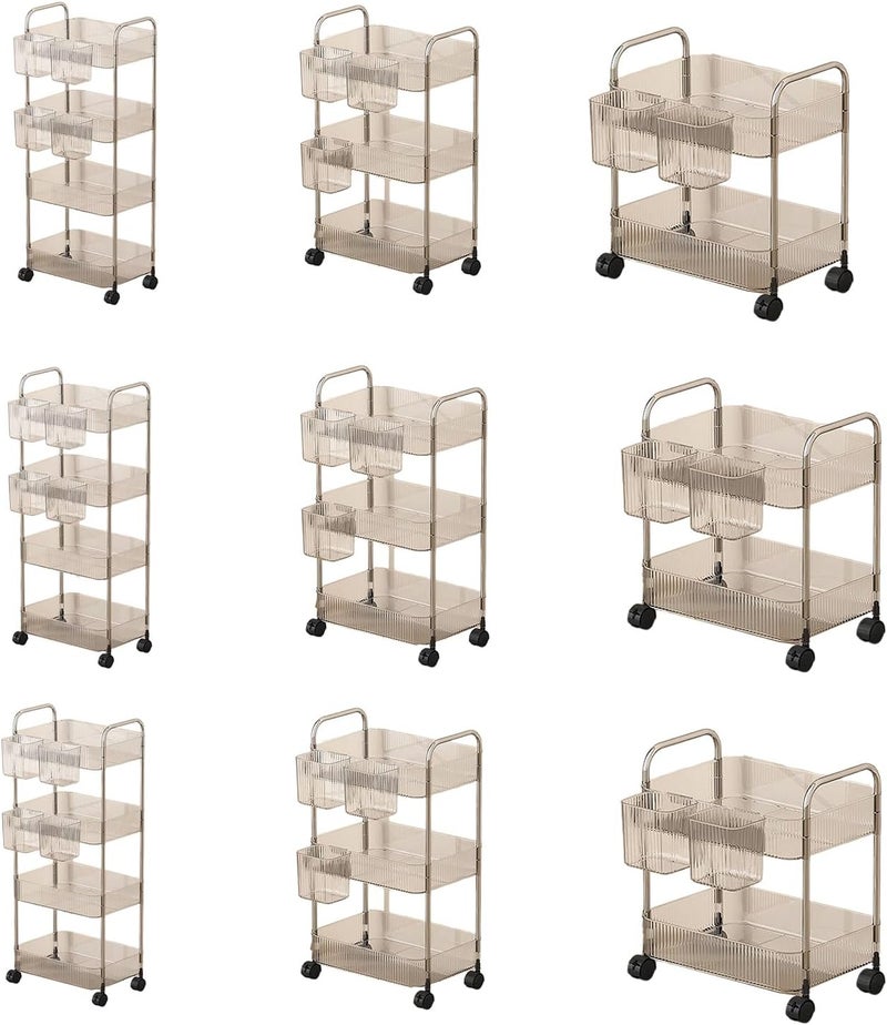 Modern Rolling Makeup Cart Clear Shelves Space Saving Bathroom Bedroom Organization Product Organizers Mobile Makeup Organizers for Bedroom - Image 5