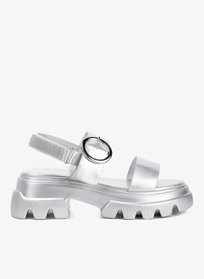 Metallic Chunky Sandals in Silver