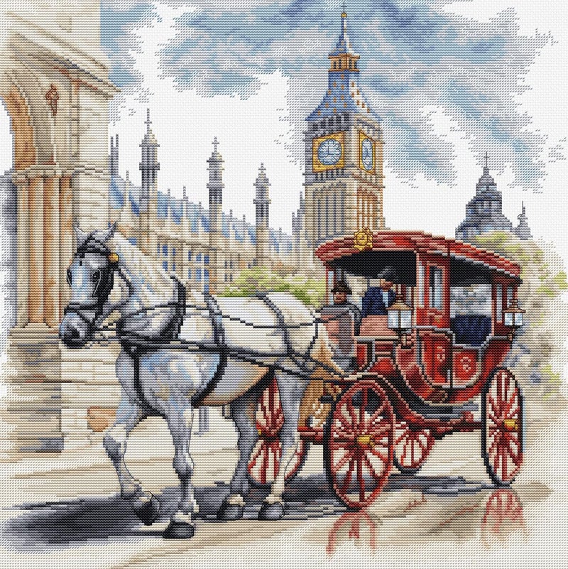 LucaS Cross Stitch Kit Carriage Ride BU5040 Counted Cross Stitch Kit for Adults Needlecraft and Embroidery Kit