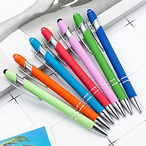 PASISIBICK 8 Pieces Ballpoint Pens with Stylus tip, 2-in-1 Stylus Retractable Ballpoint Pen, Metal Stylus Pen for Touch Screens, 1.0 mm Black Ink - Image 4