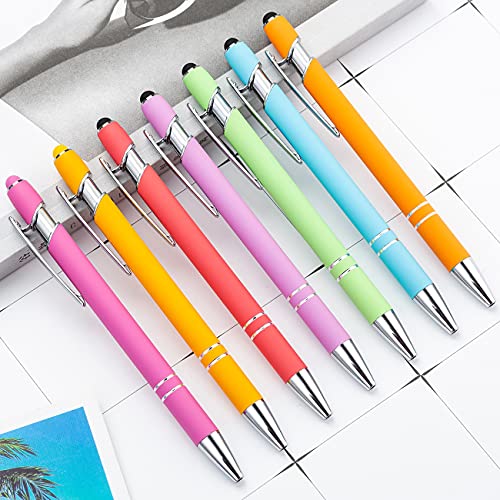 PASISIBICK 8 Pieces Ballpoint Pens with Stylus tip, 2-in-1 Stylus Retractable Ballpoint Pen, Metal Stylus Pen for Touch Screens, 1.0 mm Black Ink - Image 2