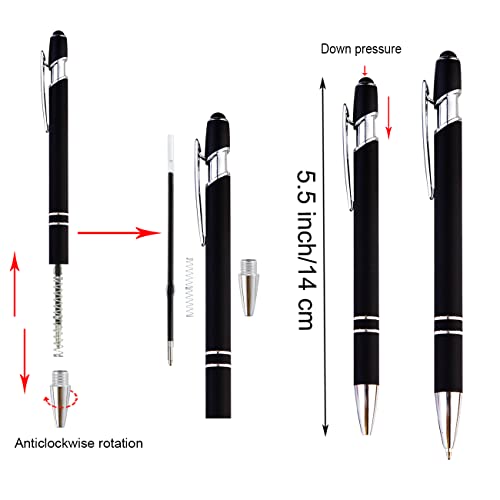 PASISIBICK 8 Pieces Ballpoint Pens with Stylus tip, 2-in-1 Stylus Retractable Ballpoint Pen, Metal Stylus Pen for Touch Screens, 1.0 mm Black Ink - Image 3