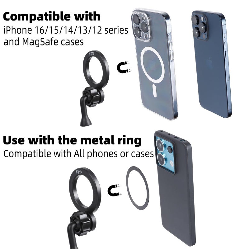 FPN Magnetic Tripod Holder Mount Adapter for MagSafe, Magnet Phone Holder Adapter with 1/4"-20 Screw Hole for iPhone 12 13 14 15 16 Plus Pro Max All Series - Image 4