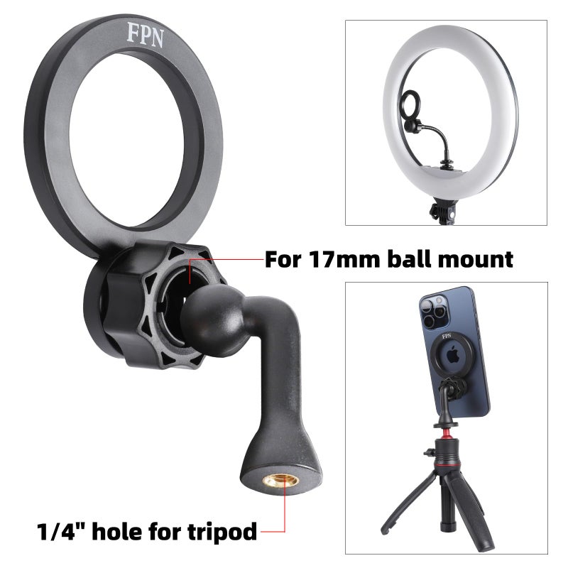 FPN Magnetic Tripod Holder Mount Adapter for MagSafe, Magnet Phone Holder Adapter with 1/4"-20 Screw Hole for iPhone 12 13 14 15 16 Plus Pro Max All Series - Image 3