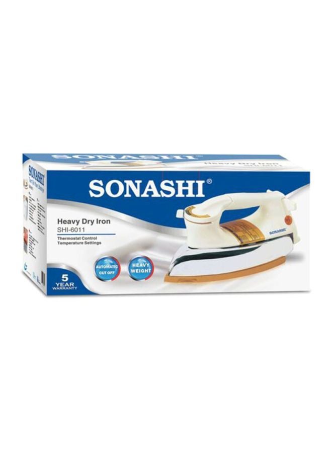 SONASHI Heavy Iron - Gold Ceramic Coated Soleplate | Overheat Safety Protection with Easy Temperature Settings | Heavy Iron Box Suitable for All Fabrics 1200 W SHI-6011 Off White/Gold - Image 5