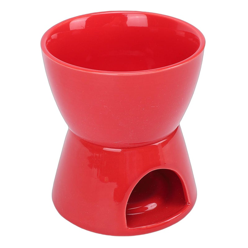 Red English Style Cheese Fondue Pot Ceramic Melter Set For Chocolate Caramel Sauce - Image 5