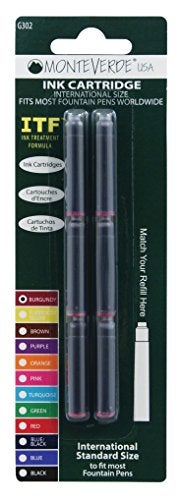 Monteverde Internatinal Size Cartridge to Fit Fountain Pens, Burgandy, 6 per Pack (G302BG) - Image 1