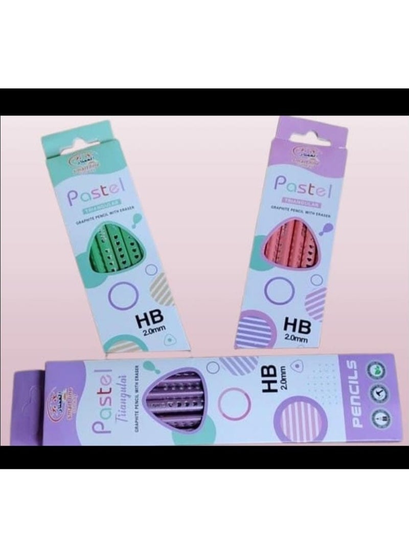 قلم رصاص اتش بي بأستيكة سوبر لوكس 2 علبة مجموع 24 قلم - مثلث الشكل الوان متعدد - Image 3
