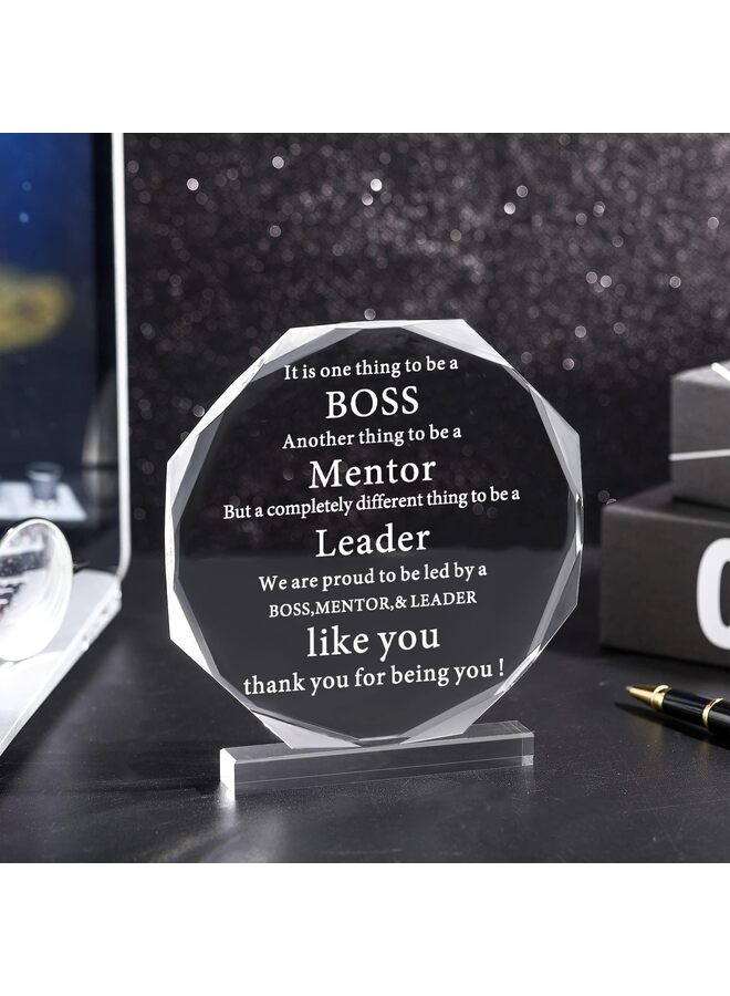 Boss Gifts Acrylic Boss Day Gifts for Men Women Office Gifts for Boss Leader Going Away Gift for Boss Appreciation Plaque Funny Work Gifts Acrylic Male Boss Desk Sign Birthday Paperweig  - Image 3