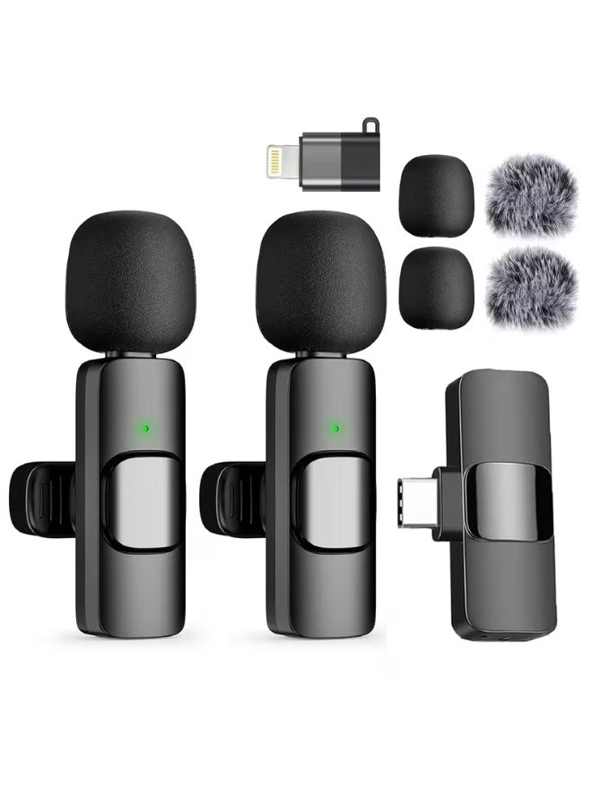 aeen Wireless Lavalier Microphone for iPhone, iPad & Android – Clip-On Cordless Microphone with Lightning & USB-C Receiver for Video Recording, Live Streaming & Interviews - Image 1