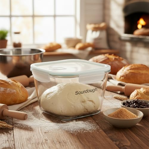 Mowhut 2 Liter Sourdough Starter Jar -Borosilicate Glass Sourdough Jar - Sour Dough Starter Jars for Sourdough with Lid - Large Clear Jars with Wide Mouth - Dishwasher Safe Clear - Image 3