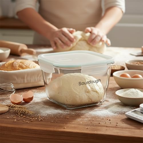 Mowhut 2 Liter Sourdough Starter Jar -Borosilicate Glass Sourdough Jar - Sour Dough Starter Jars for Sourdough with Lid - Large Clear Jars with Wide Mouth - Dishwasher Safe Clear - Image 4