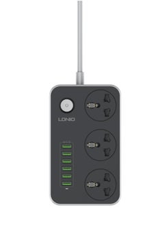 إل دينو LDNIO SC3604 Power Strip with 3 Sockets & 6 USB Ports 9 Socket Extension Boards  (Black, 2 m, With USB Port)  - Image 2
