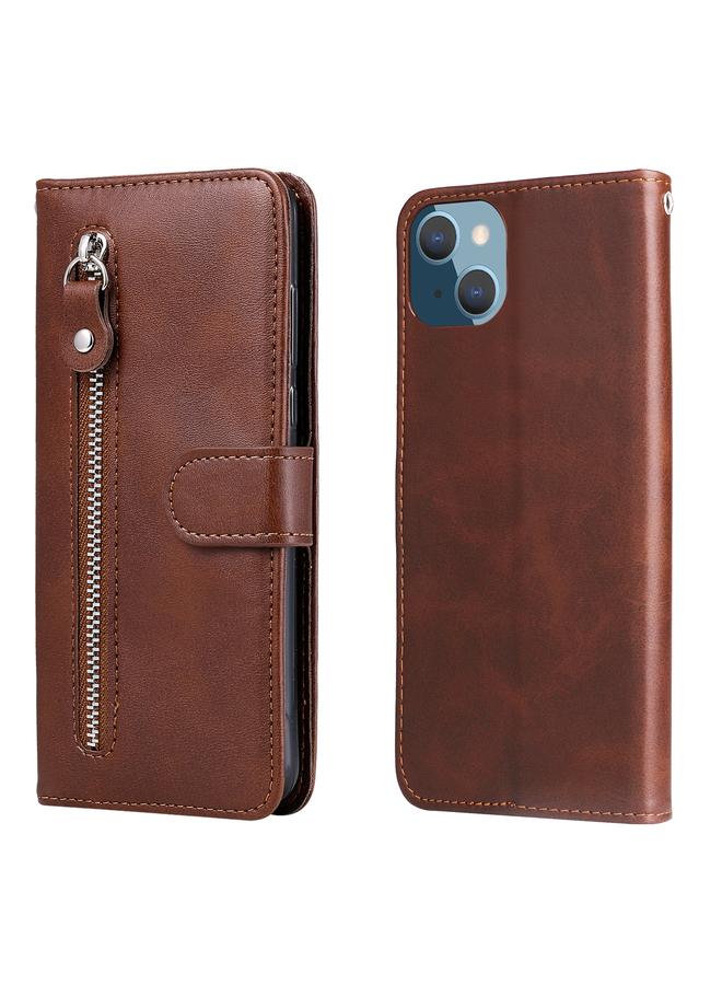 إيروريكس جراب هاتف iPhone 14 Plus من الجلد بتصميم جلد العجل مع سحاب وقلاب أفقي - Image 1