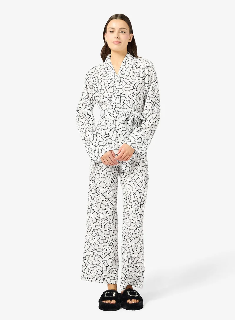 Ginger Monochrome Button Up Shirt & Pyjama Set