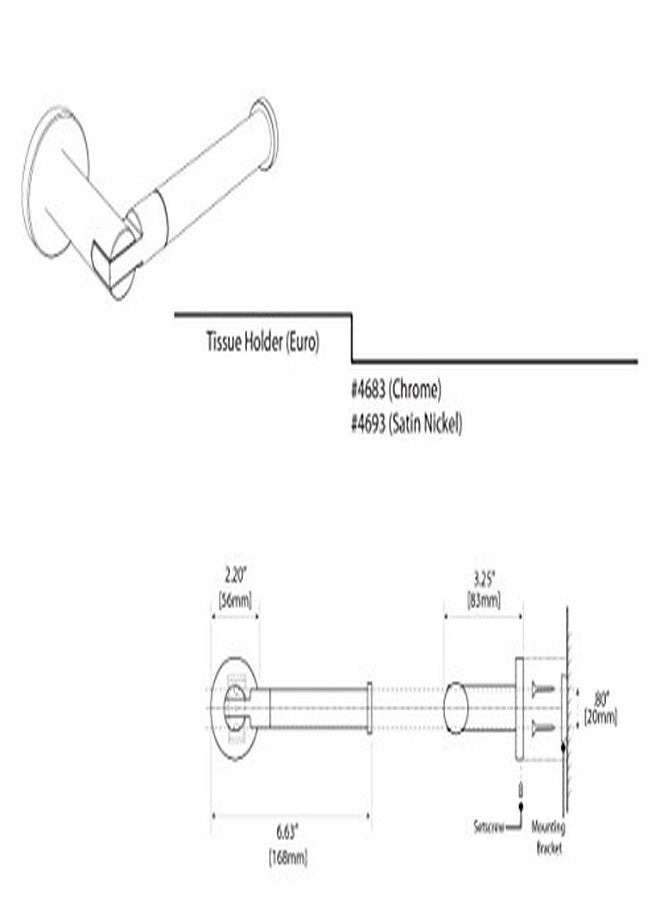 Gatco 4693 Channel European Style Toilet Tissue Holder, Satin Nickel | Wall Mounted Single Post 6.63"W Toilet Paper Roll Holder for Bathroom - Image 2