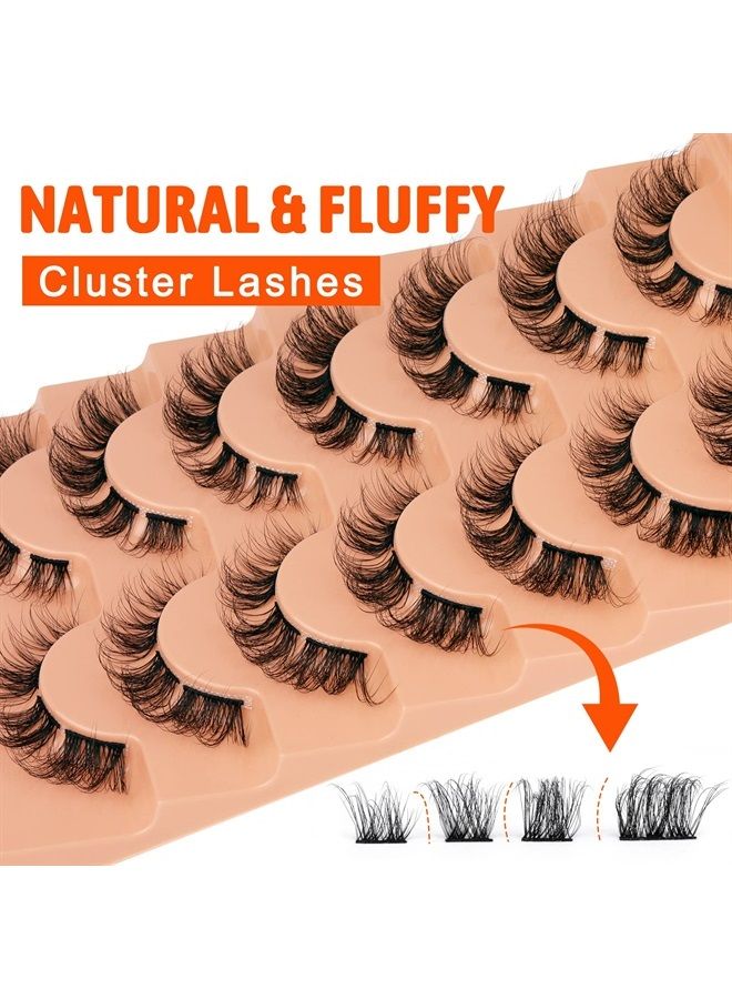 Eefofnn Natural Cluster Lashes D Curl Eyelash Extensions Wispy Individual Lashes Strips False Eyelashes DIY Lash Extensions Multipack by Eefofnn - Image 5
