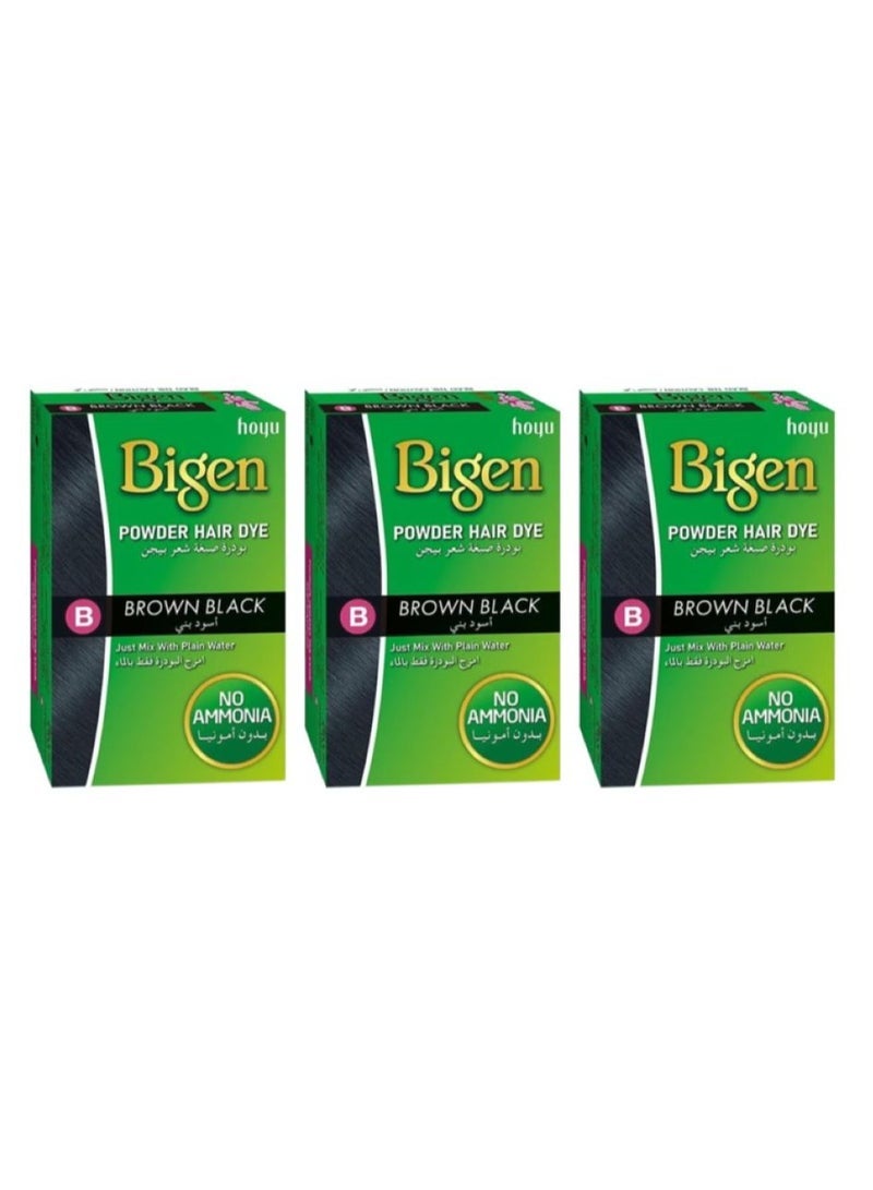 Bigen Powder Hair Dye Color Brown Black B 6grams 3PCS
