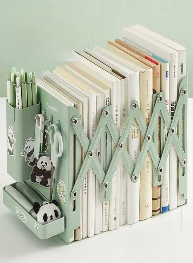 Calyrex Heavy Duty Book Ends to Hold Books with Pen Holder, Adjustable Bookends, Metal Book Ends for Shelves,Book Holders Binder Organizer for Bookshelf Desk - Image 1