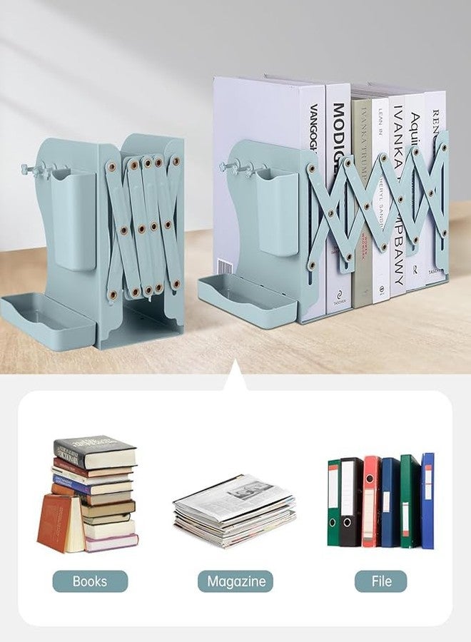Calyrex Heavy Duty Book Ends to Hold Books with Pen Holder, Adjustable Bookends, Metal Book Ends for Shelves,Book Holders Binder Organizer for Bookshelf Desk - Image 5