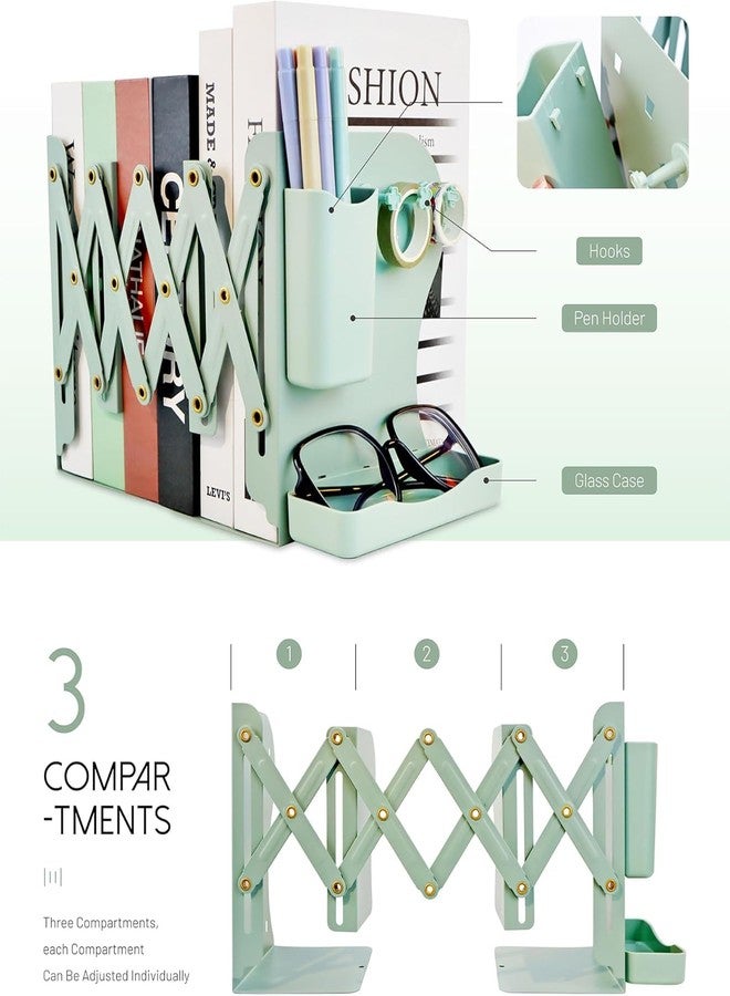 Calyrex Heavy Duty Book Ends to Hold Books with Pen Holder, Adjustable Bookends, Metal Book Ends for Shelves,Book Holders Binder Organizer for Bookshelf Desk - Image 2