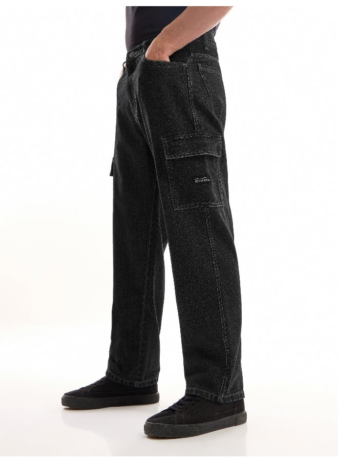 Beyoung - Dark Grey Denim Cargo Pants For Men - Image 1