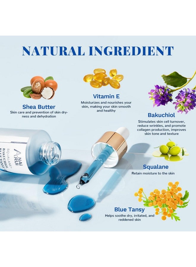 ANAI RUI Bakuchiol Blue Tansy Night-Repair Facial Oil Natural Retinol Alternative + Squalane Jojoba, For Deep Wrinkles & Fine Lines Soothing,Calm & Soothe Redness,Hydrating, Balancing, 1 Fl.Oz - Image 3