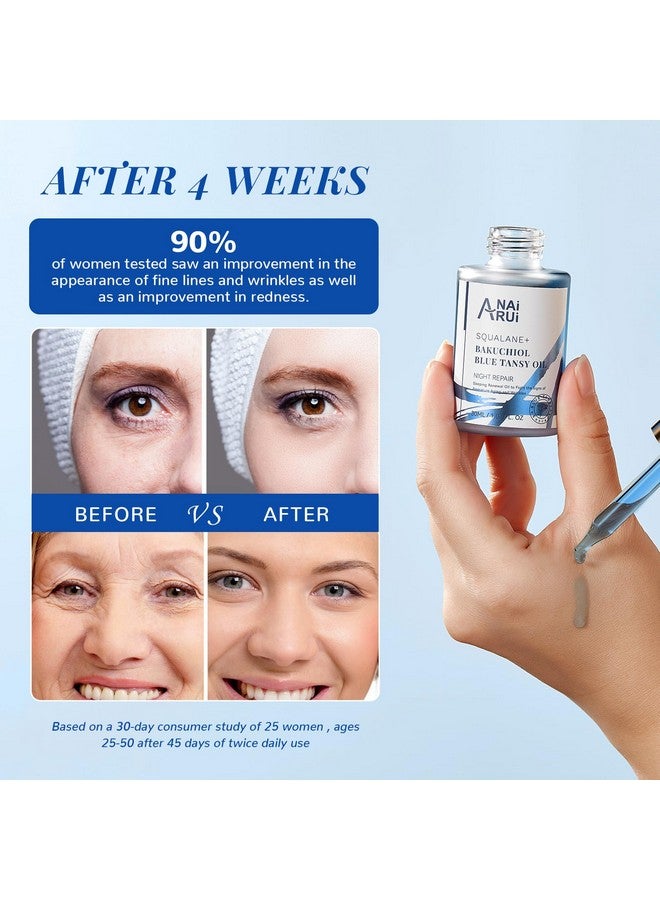 ANAI RUI Bakuchiol Blue Tansy Night-Repair Facial Oil Natural Retinol Alternative + Squalane Jojoba, For Deep Wrinkles & Fine Lines Soothing,Calm & Soothe Redness,Hydrating, Balancing, 1 Fl.Oz - Image 4