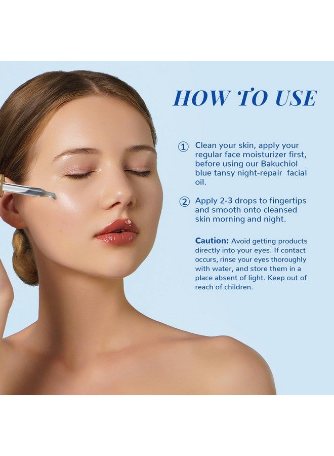 ANAI RUI Bakuchiol Blue Tansy Night-Repair Facial Oil Natural Retinol Alternative + Squalane Jojoba, For Deep Wrinkles & Fine Lines Soothing,Calm & Soothe Redness,Hydrating, Balancing, 1 Fl.Oz - Image 5