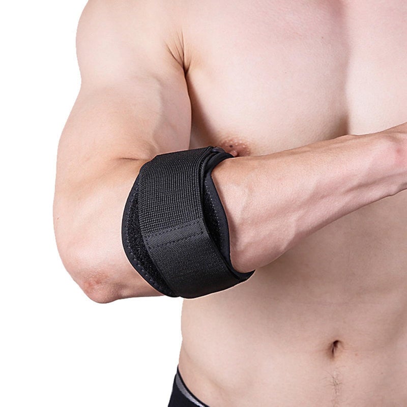 Elbow Brace for Tendonitis Relief for Men and Women, Golf Tennis Elbow Protector, Forearm Support Strap, Black, 1p One Size Adjustable - Image 1