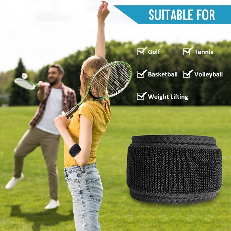 Elbow Brace for Tendonitis Relief for Men and Women, Golf Tennis Elbow Protector, Forearm Support Strap, Black, 1p One Size Adjustable - Image 5