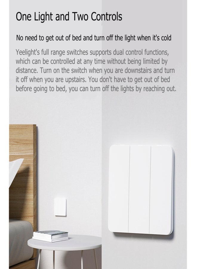 يلايت مفتاح ذكي لاسلكي من Yeelight، وحدة تحكم إضاءة 16 أمبير، متوافق مع Mijia Mi Home، يعمل بجهد 250 فولت تيار متردد/16 أمبير، زر واحد - Image 2