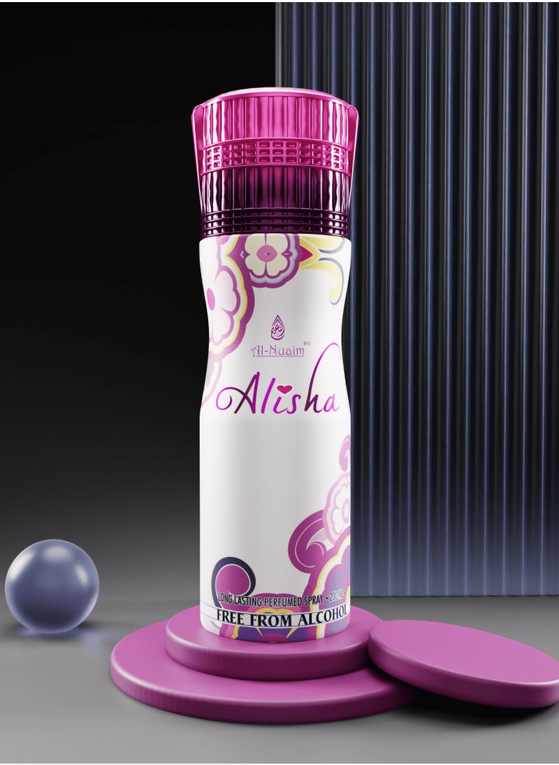 Al Nuaim - Al Nuaim Alisha Deodorant For Women - 200ml | Alcohol Free Deo | Body Spray | Long Lasting Perfumed Spray - Image 1
