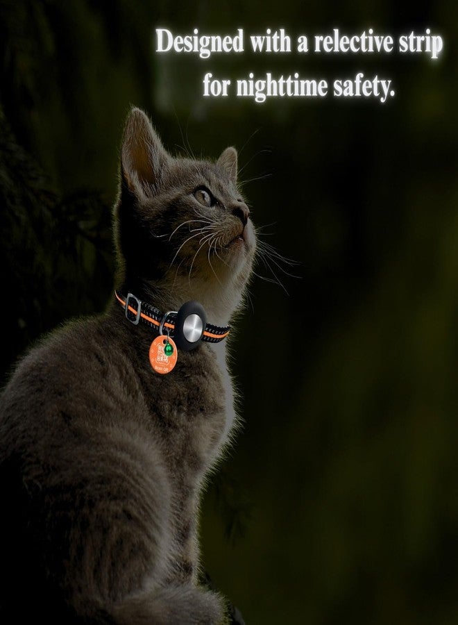 tag8 AirTag Cat Collar Breakaway with Bell, Reflective Kitten Collar Airtag Holder & Buckle| Quick Release Button & Safe Night Reflective Compatible with Apple Airtag for Cat Dog Kitten Puppy - Image 3