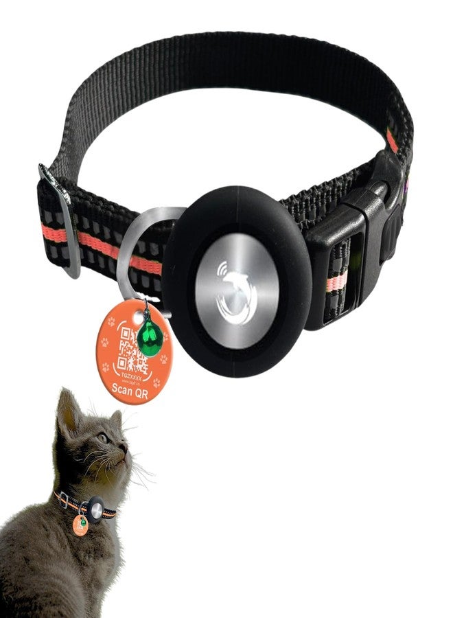 tag8 AirTag Cat Collar Breakaway with Bell, Reflective Kitten Collar Airtag Holder & Buckle| Quick Release Button & Safe Night Reflective Compatible with Apple Airtag for Cat Dog Kitten Puppy - Image 1