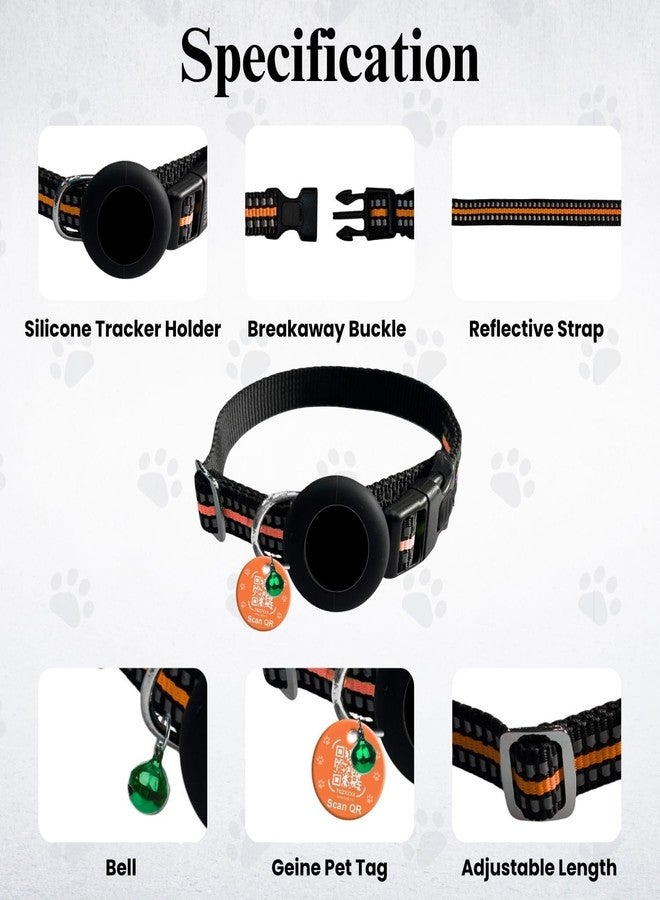 tag8 AirTag Cat Collar Breakaway with Bell, Reflective Kitten Collar Airtag Holder & Buckle| Quick Release Button & Safe Night Reflective Compatible with Apple Airtag for Cat Dog Kitten Puppy - Image 4