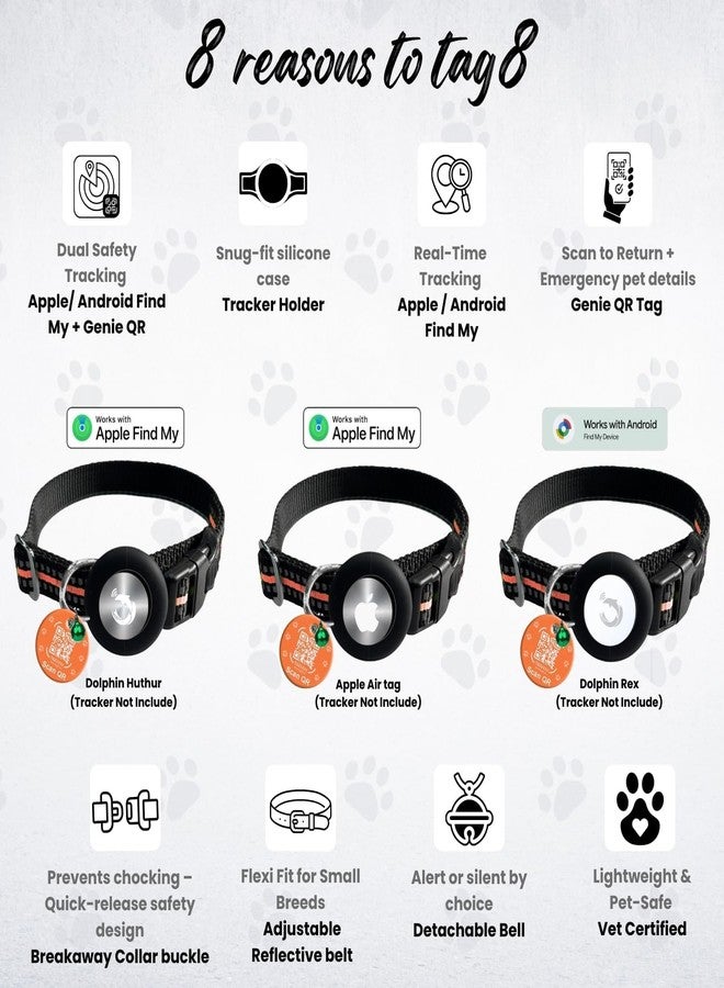 tag8 AirTag Cat Collar Breakaway with Bell, Reflective Kitten Collar Airtag Holder & Buckle| Quick Release Button & Safe Night Reflective Compatible with Apple Airtag for Cat Dog Kitten Puppy - Image 2