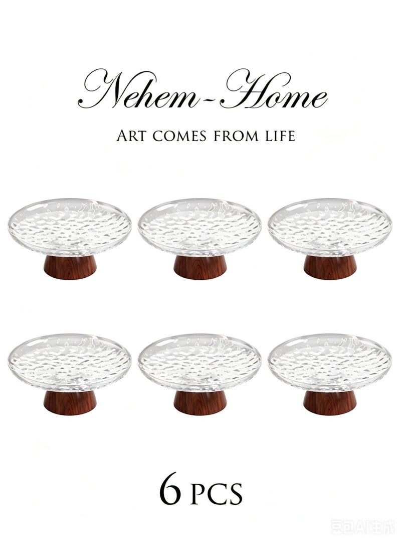 nehem 6 PCS Clear Serving Tray, Serving Plate, Elegant Polka Dot Pattern Clear Trays, Spill-Proof Tray, Decorative Serving Tray for Candy, Fruit, Nuts & Desserts - Image 1