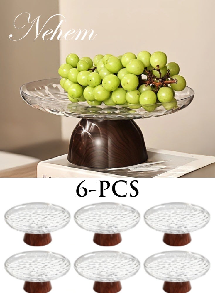 nehem 6 PCS Clear Serving Tray, Serving Plate, Elegant Polka Dot Pattern Clear Trays, Spill-Proof Tray, Decorative Serving Tray for Candy, Fruit, Nuts & Desserts - Image 1
