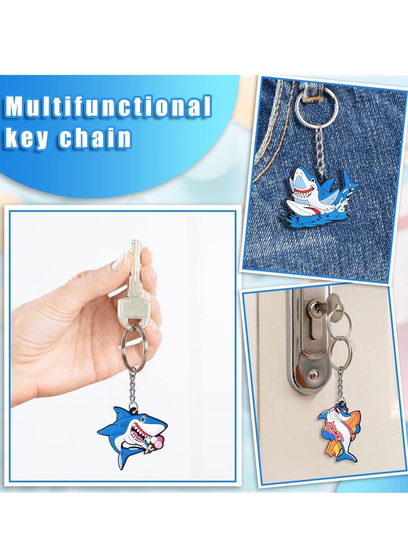 KASTWAVE Shark Keychains for Backpacks, 24 Pcs 8 Style Key Ring Cute Shark Under the Sea Party Favors for Kids Sea Birthday Party Supplies Classroom Rewards Carnival Prizes Set Gifts for School Kids Boys Girls - Image 3