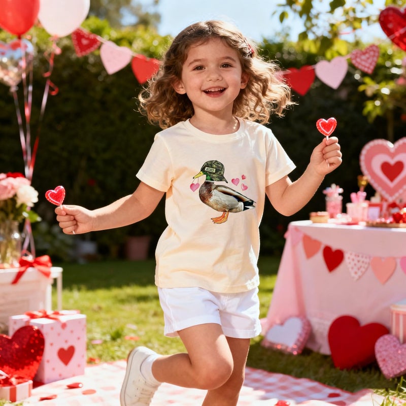 Geoyune Kids Valentines Shirt Toddler Boys Girls Funny Duck Love Heart Outfit Tee Tops Valentine Clothes 7 Years - Image 5