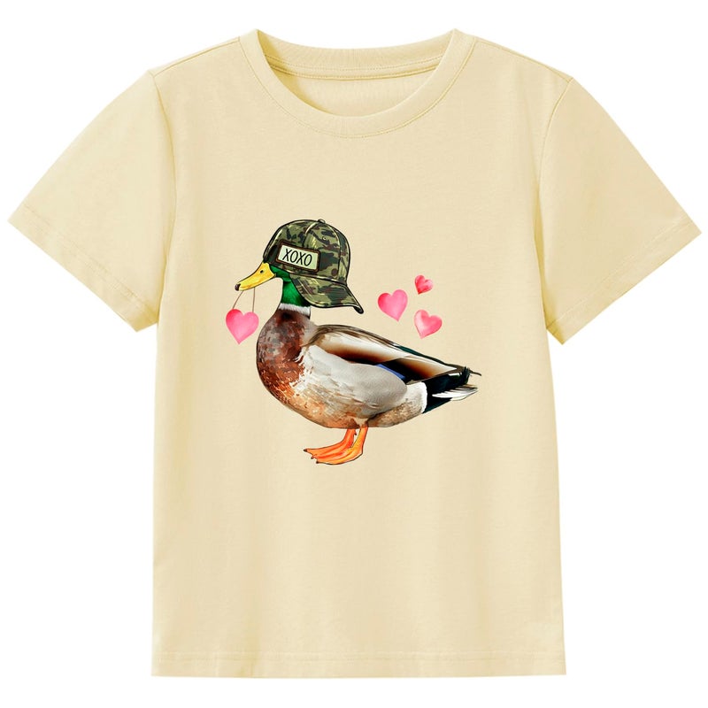 Geoyune Kids Valentines Shirt Toddler Boys Girls Funny Duck Love Heart Outfit Tee Tops Valentine Clothes 7 Years - Image 1