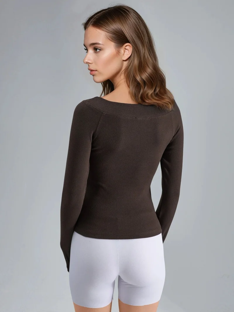 Busem BUSEM Slim Fit Ribbed Boat Neck Blouse