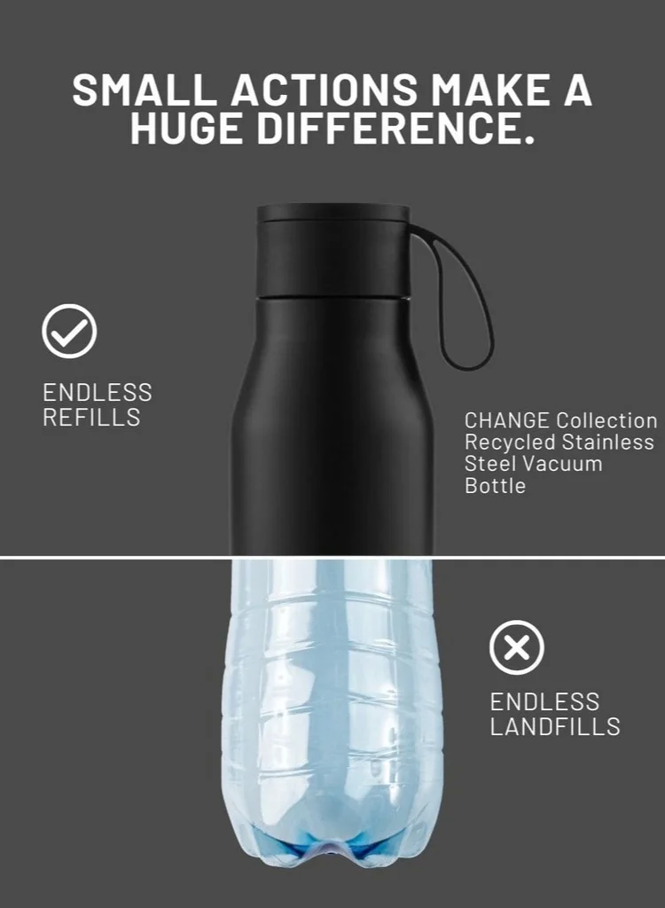 Hans Larsen Premium Water Bottle Stainless steel by Hans Larsen Insulated Bottle Hot n Cold BPA free Vacuum with strap 600ml