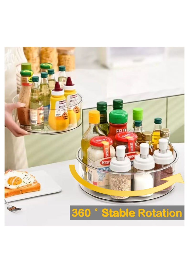 YASMINARA 360 ° Rotating Lazy-Susan Organizer Box-Clear Acrylic Revolving Spice Rack-Kitchen Countertop Cabinet Pantry Rotatable Storage Organizing Tray-Multi-Usage Organizer for Home Bathroom Under Sink Fridge Office-9'' Transparent  - Image 1