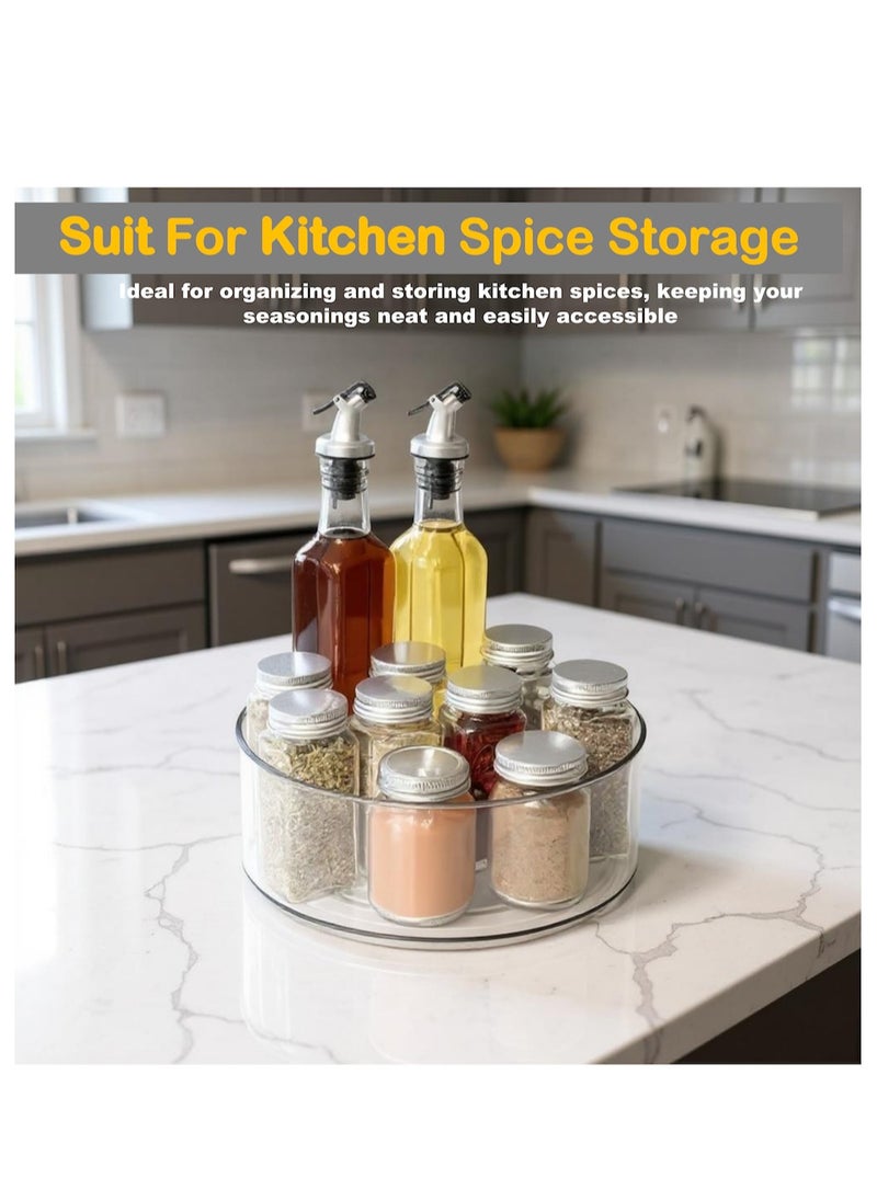 YASMINARA 360 ° Rotating Lazy-Susan Organizer Box-Clear Acrylic Revolving Spice Rack-Kitchen Countertop Cabinet Pantry Rotatable Storage Organizing Tray-Multi-Usage Organizer for Home Bathroom Under Sink Fridge Office-9'' Transparent  - Image 2