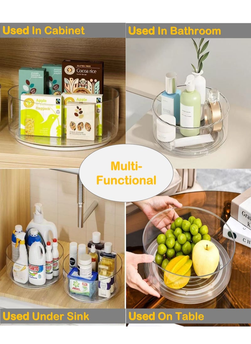YASMINARA 360 ° Rotating Lazy-Susan Organizer Box-Clear Acrylic Revolving Spice Rack-Kitchen Countertop Cabinet Pantry Rotatable Storage Organizing Tray-Multi-Usage Organizer for Home Bathroom Under Sink Fridge Office-9'' Transparent  - Image 4