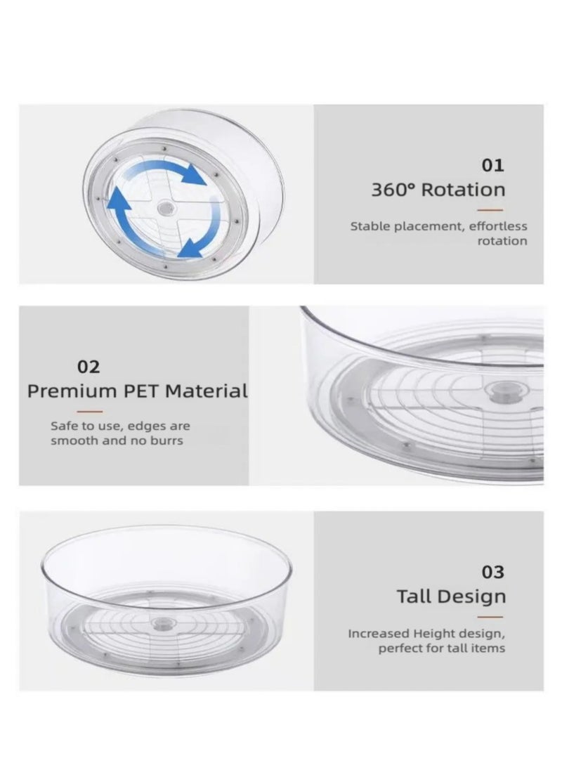 YASMINARA 360 ° Rotating Lazy-Susan Organizer Box-Clear Acrylic Revolving Spice Rack-Kitchen Countertop Cabinet Pantry Rotatable Storage Organizing Tray-Multi-Usage Organizer for Home Bathroom Under Sink Fridge Office-9'' Transparent  - Image 5
